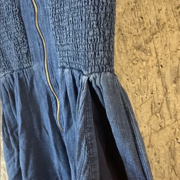 ANTHROPOLOGIE Women's The Tommie Cap-Sleeve Smocked Front-Zip Shirt Dress Size M - Picture 7 of 8